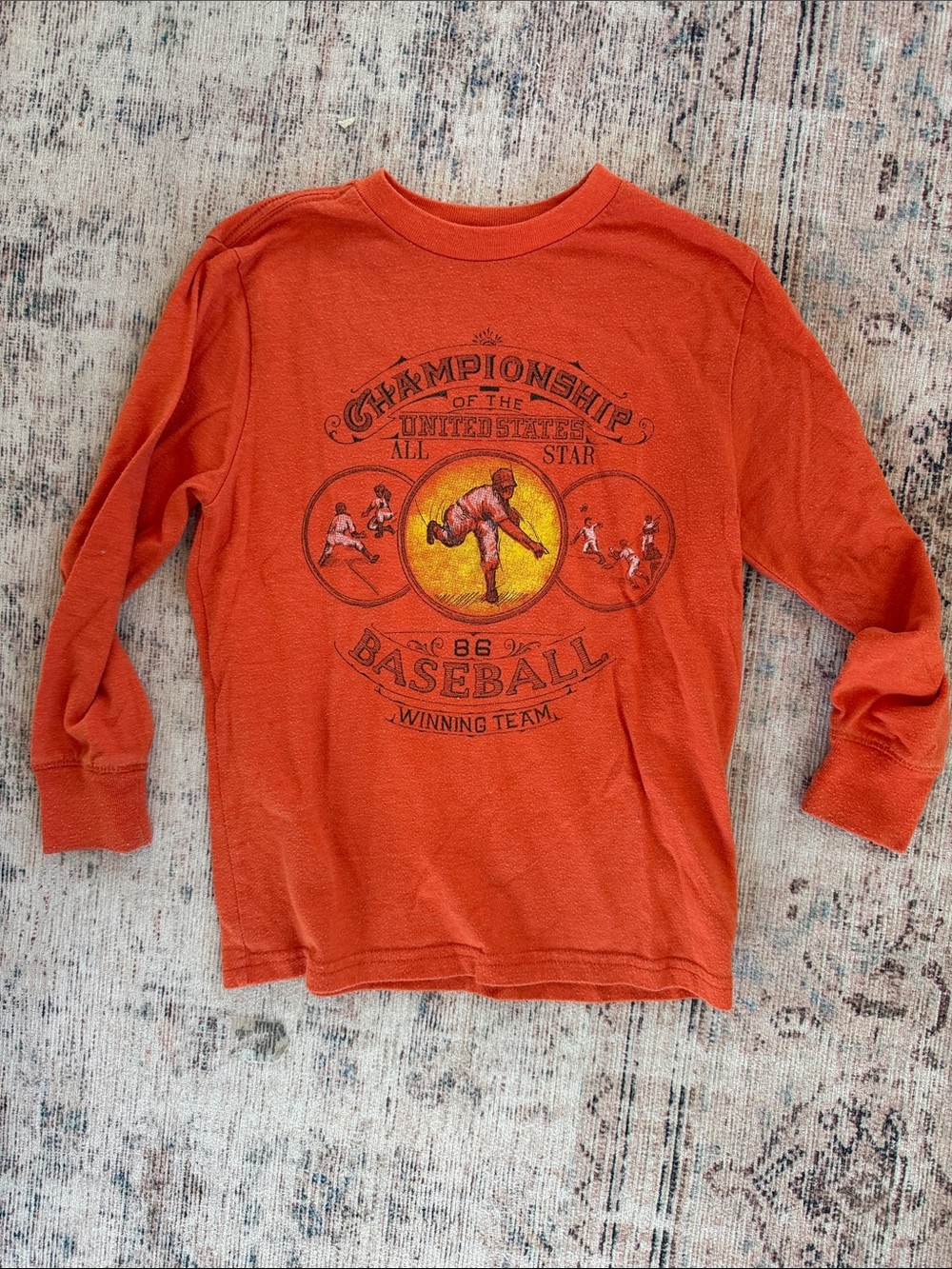 GAP Orange Long-Sleeve Baseball Graphic Tee